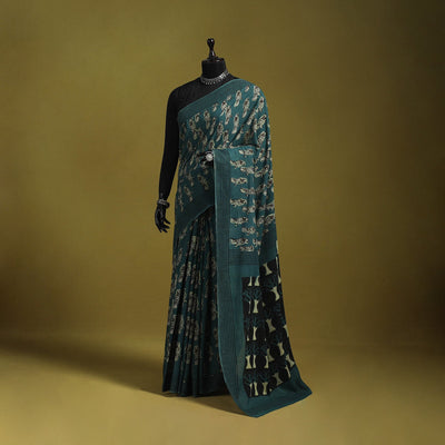 Green - bindaas art natural dyed cotton saree 07