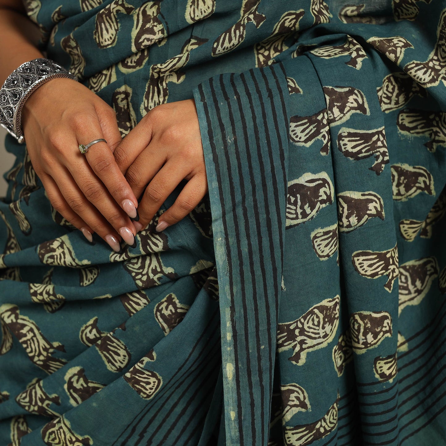 Green - bindaas art natural dyed cotton saree 07