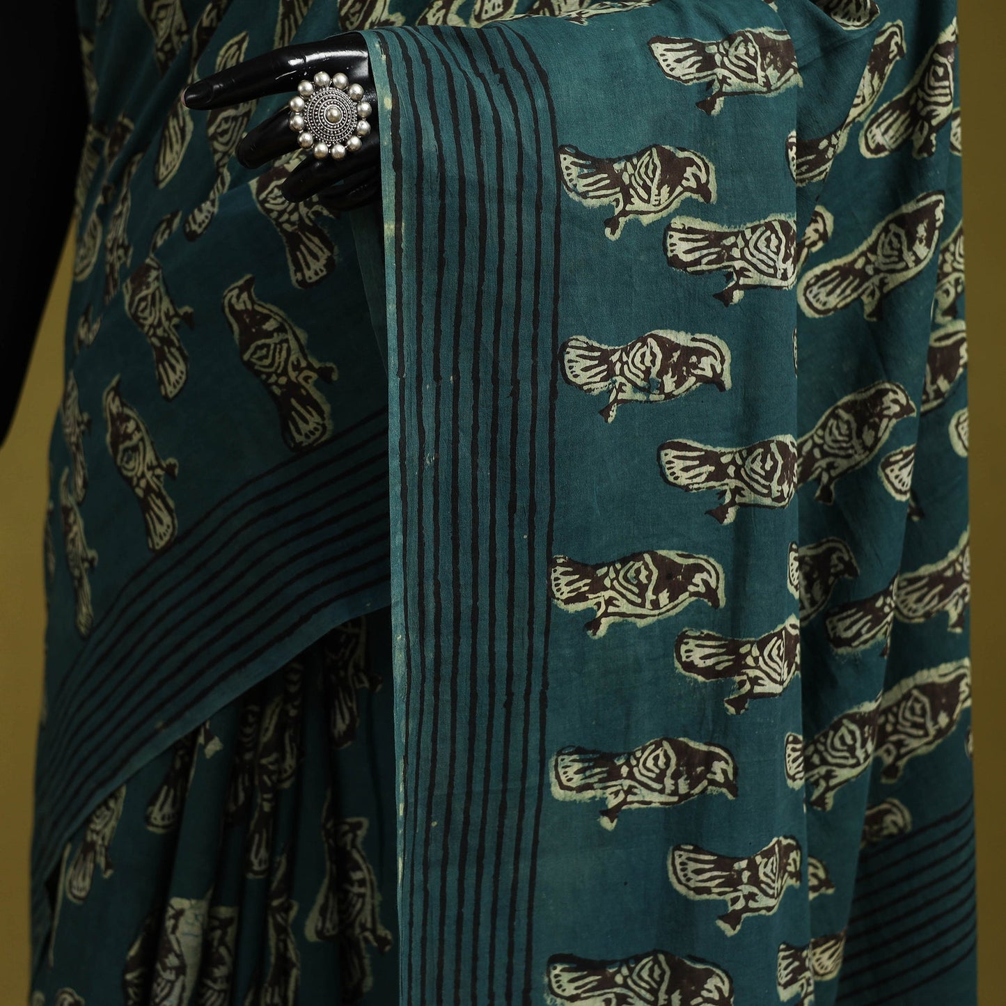 Green - bindaas art natural dyed cotton saree 07