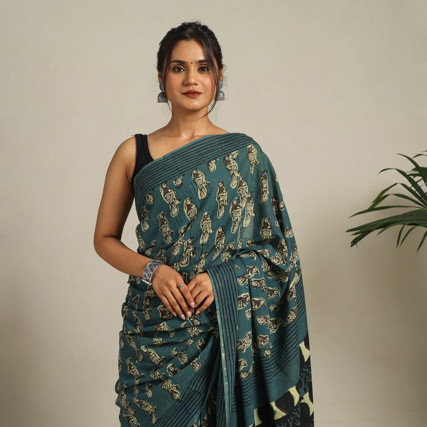 Green - bindaas art natural dyed cotton saree 07