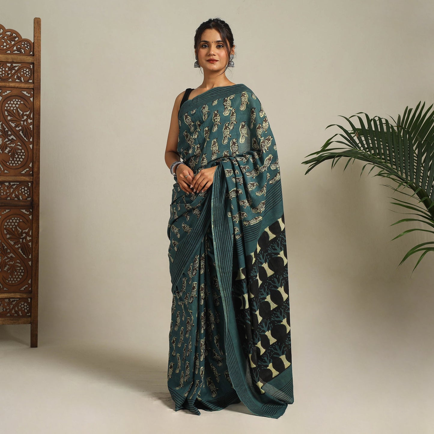 Green - bindaas art natural dyed cotton saree 07