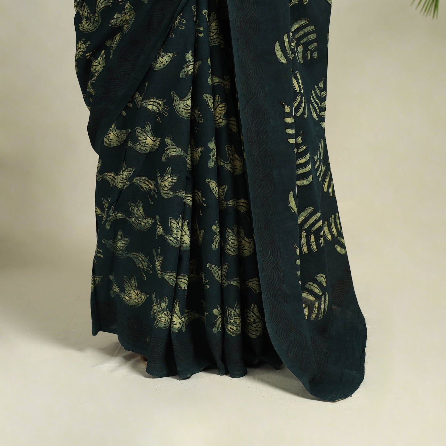 Buy Green Bindaas Art Natural Dyed Cotton Block Print Saree