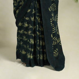 Buy Green Bindaas Art Natural Dyed Cotton Block Print Saree