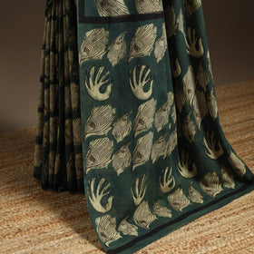 Green - bindaas art natural dyed cotton saree 15