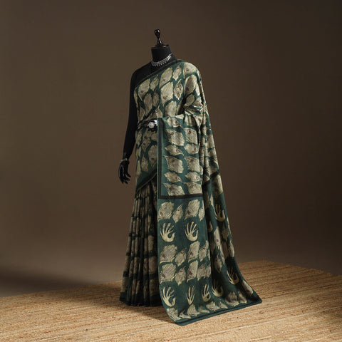 Green - bindaas art natural dyed cotton saree 15