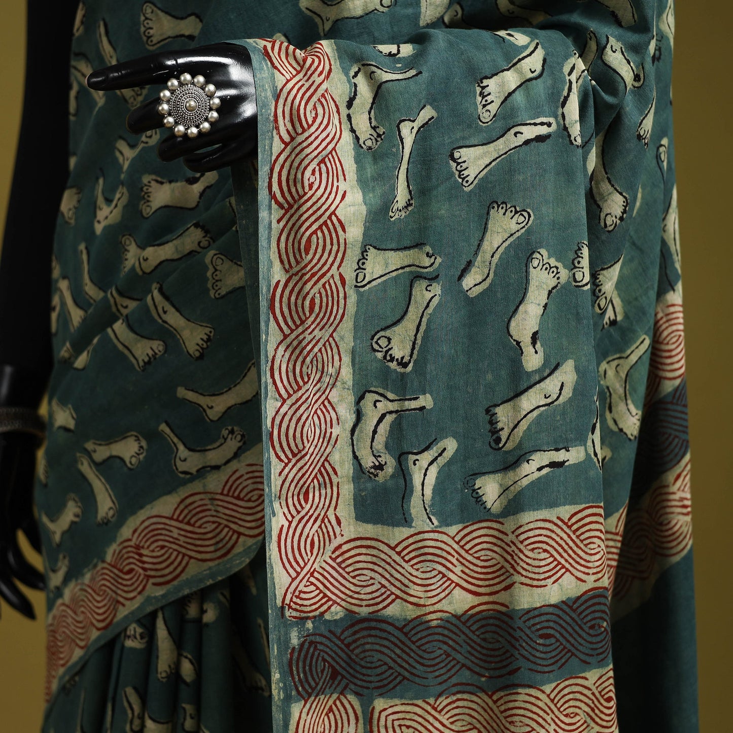 Green - bindaas art natural dyed cotton saree 16