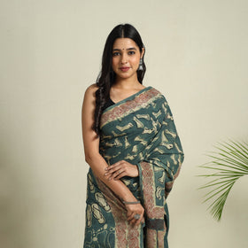 Buy Green Bindaas Art Natural Dyed Cotton Block Print Saree