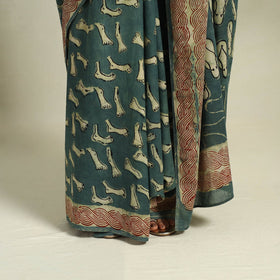 Buy Green Bindaas Art Natural Dyed Cotton Block Print Saree