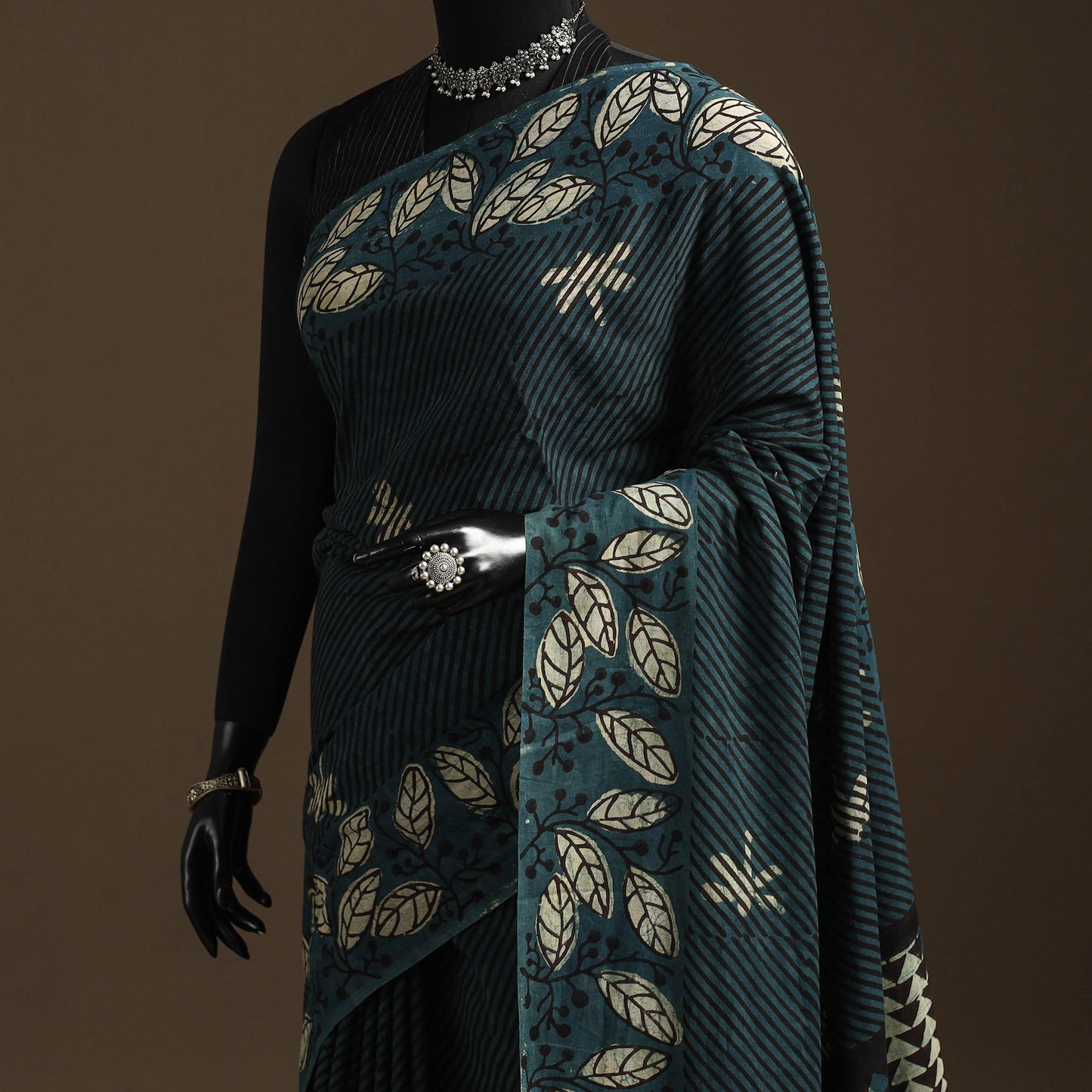 Green - bindaas art natural dyed cotton saree 23