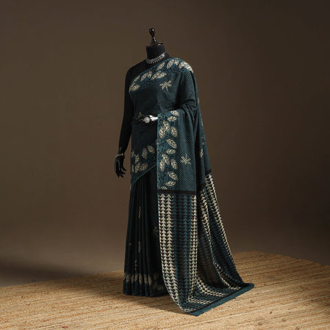 Green - bindaas art natural dyed cotton saree 23