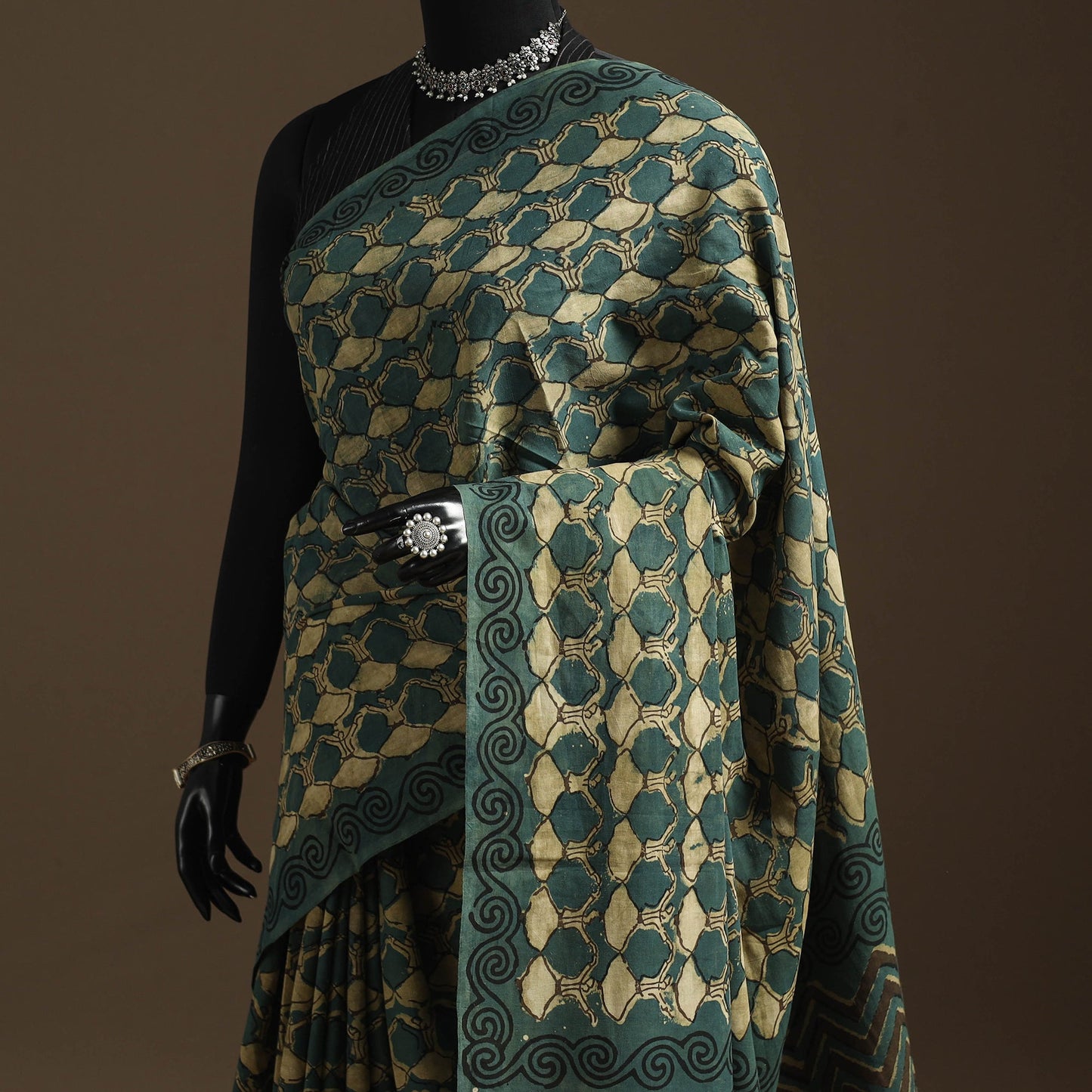 Green - bindaas art natural dyed cotton saree 23