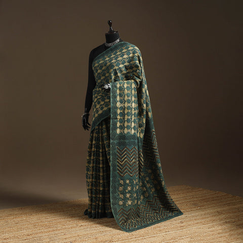 Green - bindaas art natural dyed cotton saree 23