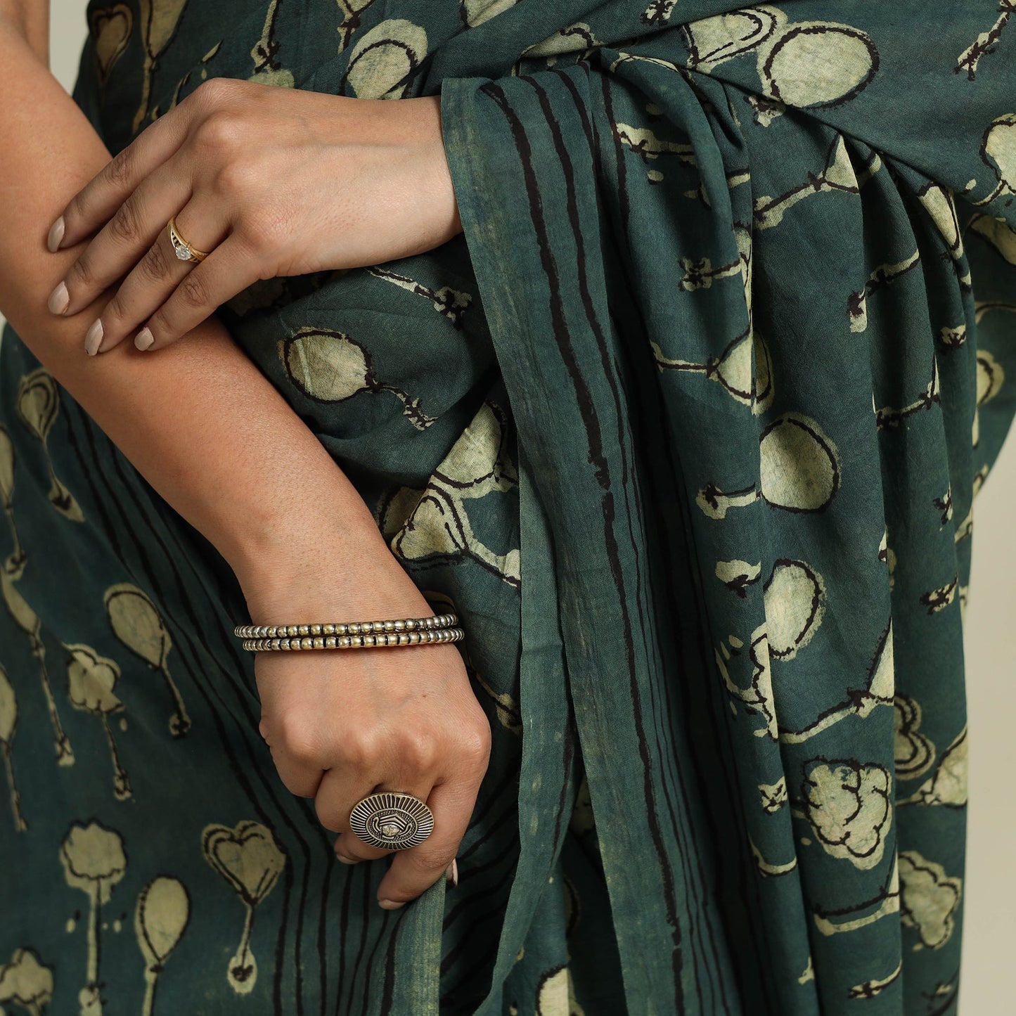 Green - bindaas art natural dyed cotton saree 25