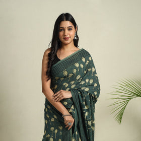 Green - bindaas art natural dyed cotton saree 25