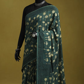 Green - bindaas art natural dyed cotton saree 25