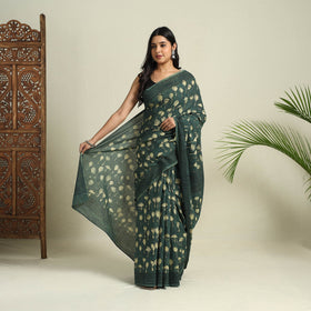 Green - bindaas art natural dyed cotton saree 25