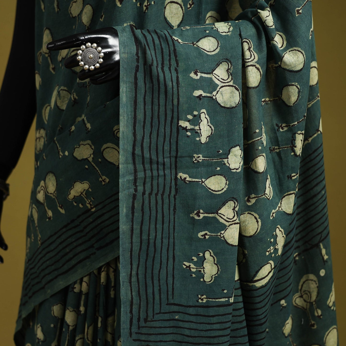 Green - bindaas art natural dyed cotton saree 25