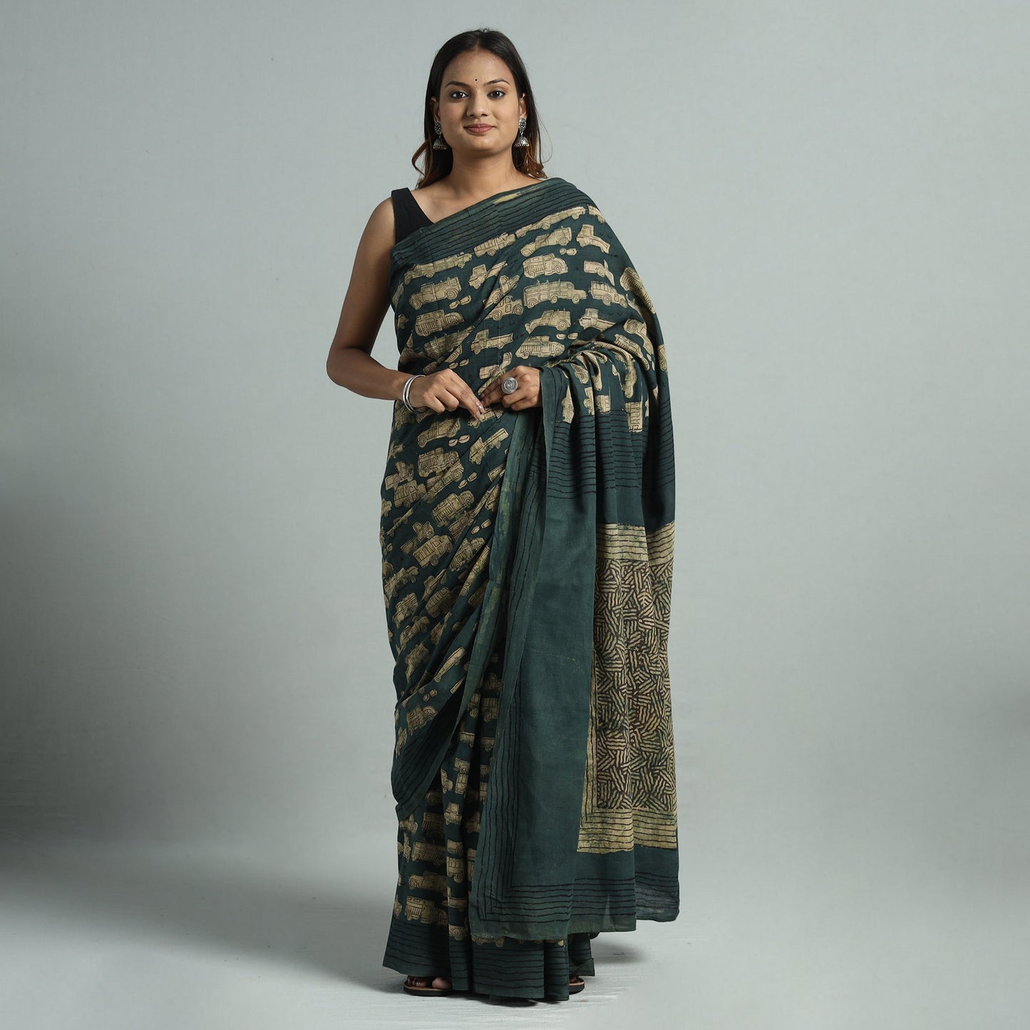 Bindaas Art Natural Dyed Cotton Block Print Saree