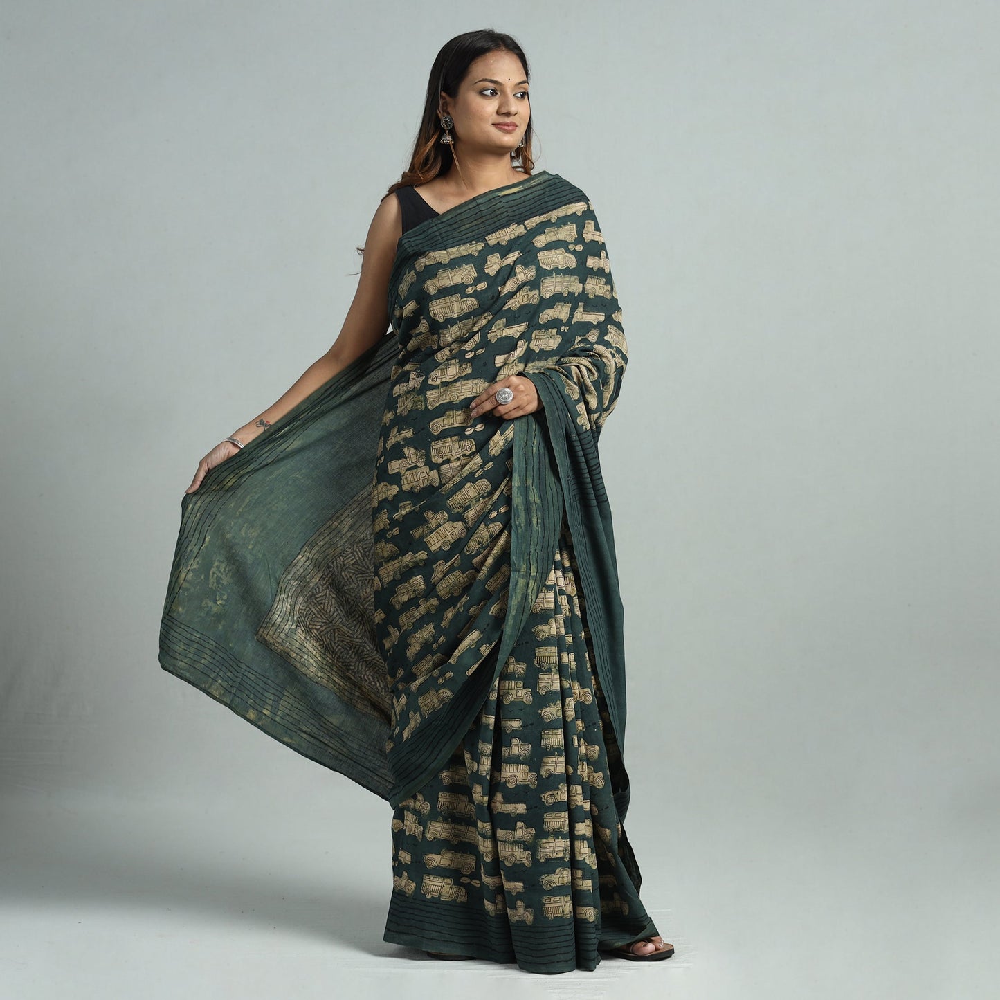  Bindaas Art Natural Dyed Cotton Block Print Saree
