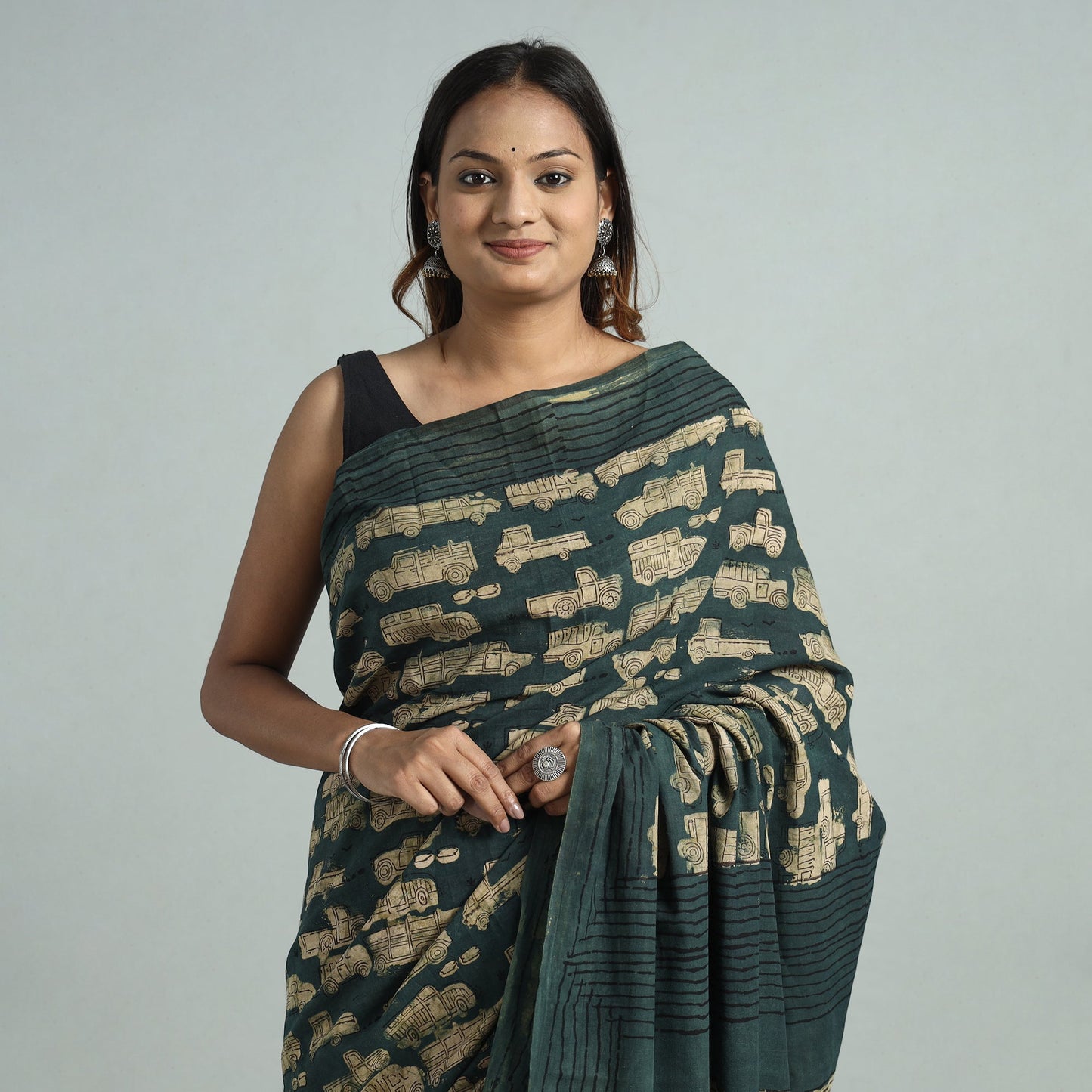  Bindaas Art Natural Dyed Cotton Block Print Saree