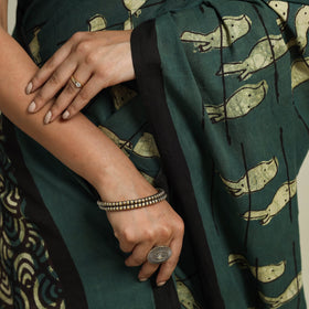 Buy Green Bindaas Art Natural Dyed Cotton Block Print Saree