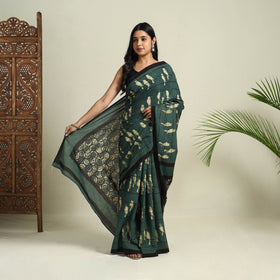Buy Green Bindaas Art Natural Dyed Cotton Block Print Saree