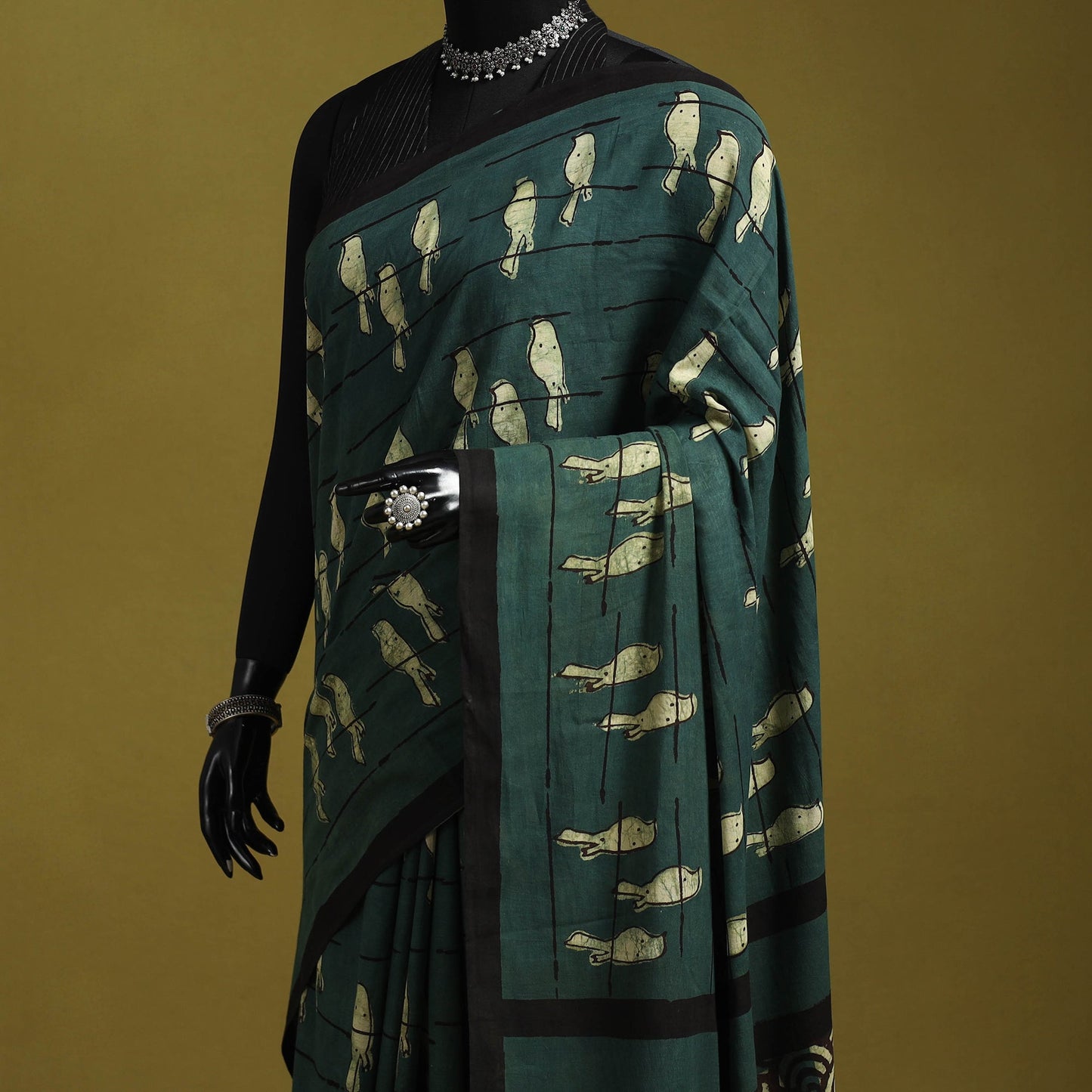 Green - bindaas art natural dyed cotton saree 31