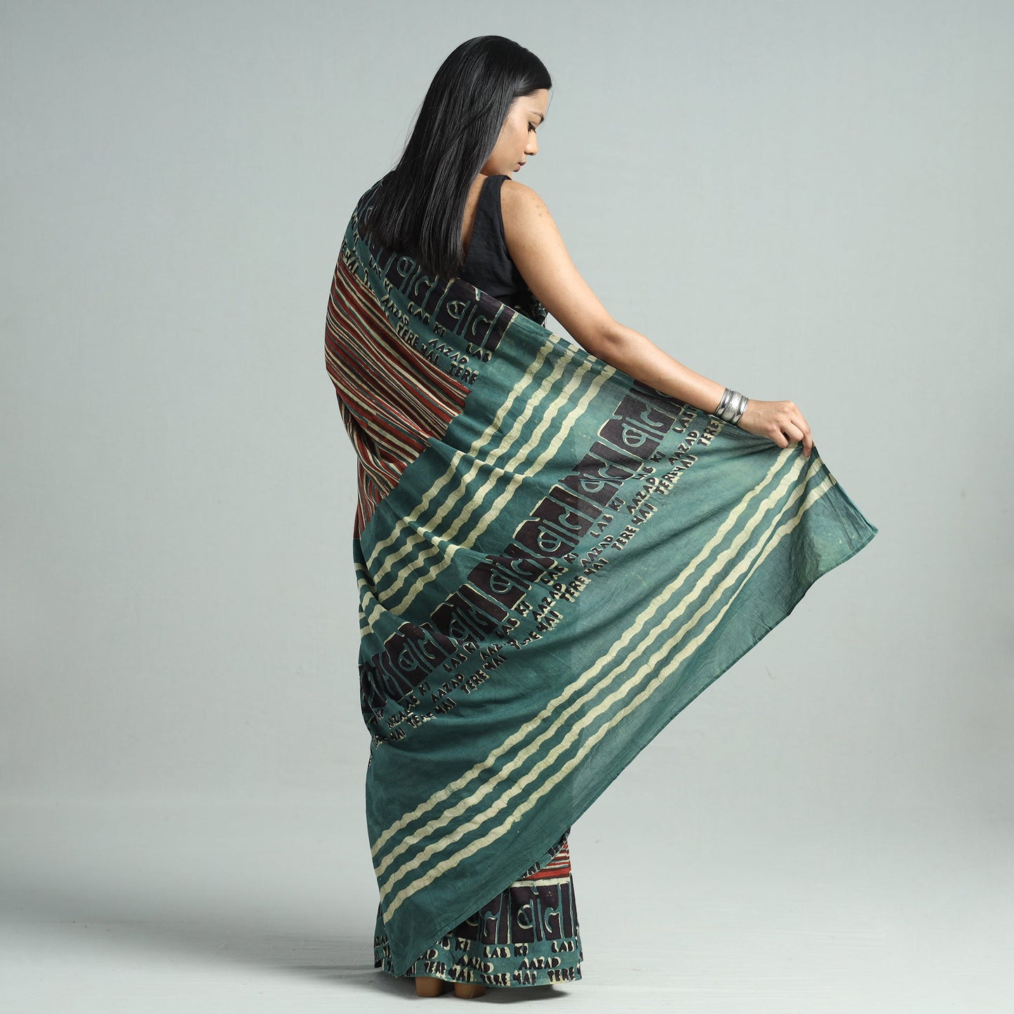  Bindaas Art Natural Dyed Cotton Block Print Saree