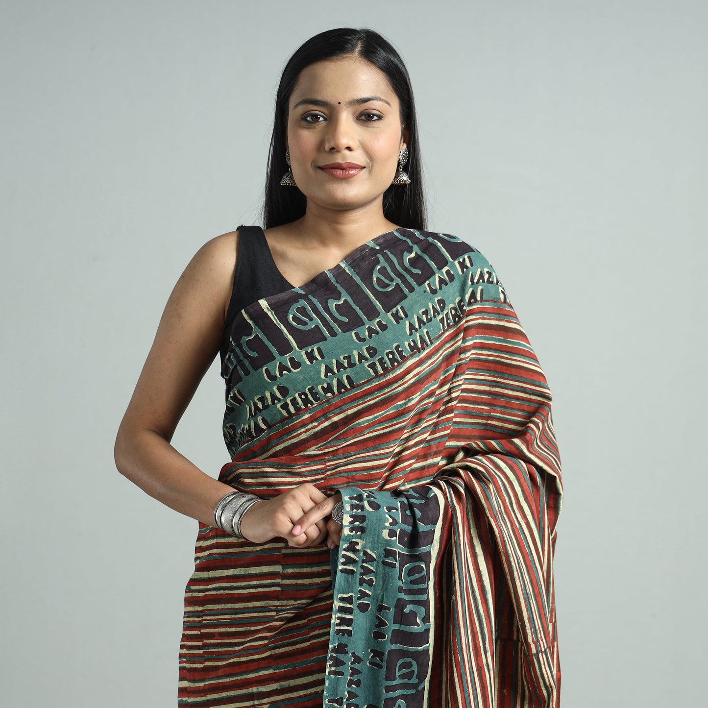  Bindaas Art Natural Dyed Cotton Block Print Saree