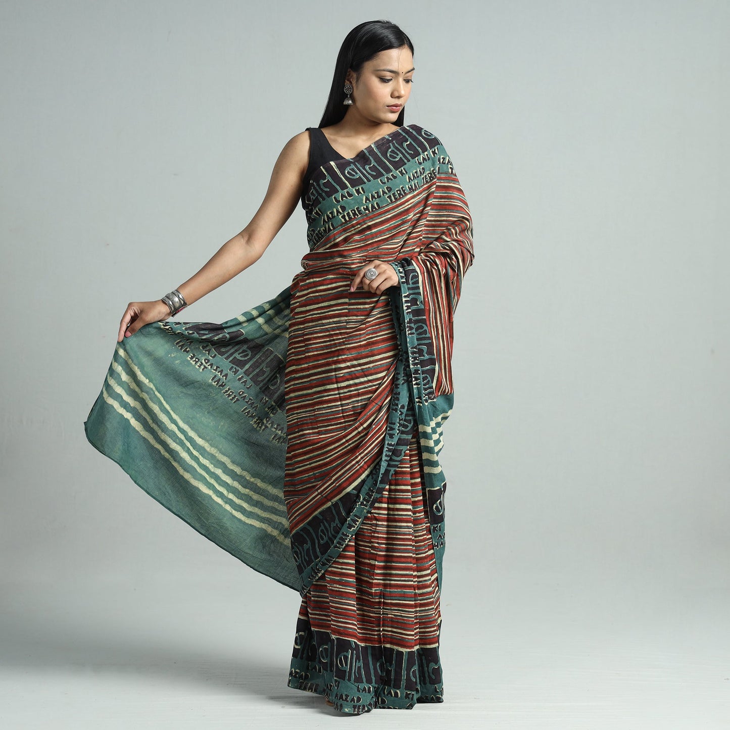  Bindaas Art Natural Dyed Cotton Block Print Saree