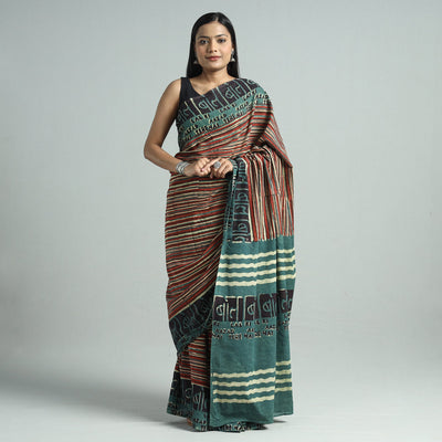 Bindaas Art Natural Dyed Cotton Block Print Saree