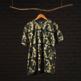 Green - bindaas art printed cotton round neck t-shirt