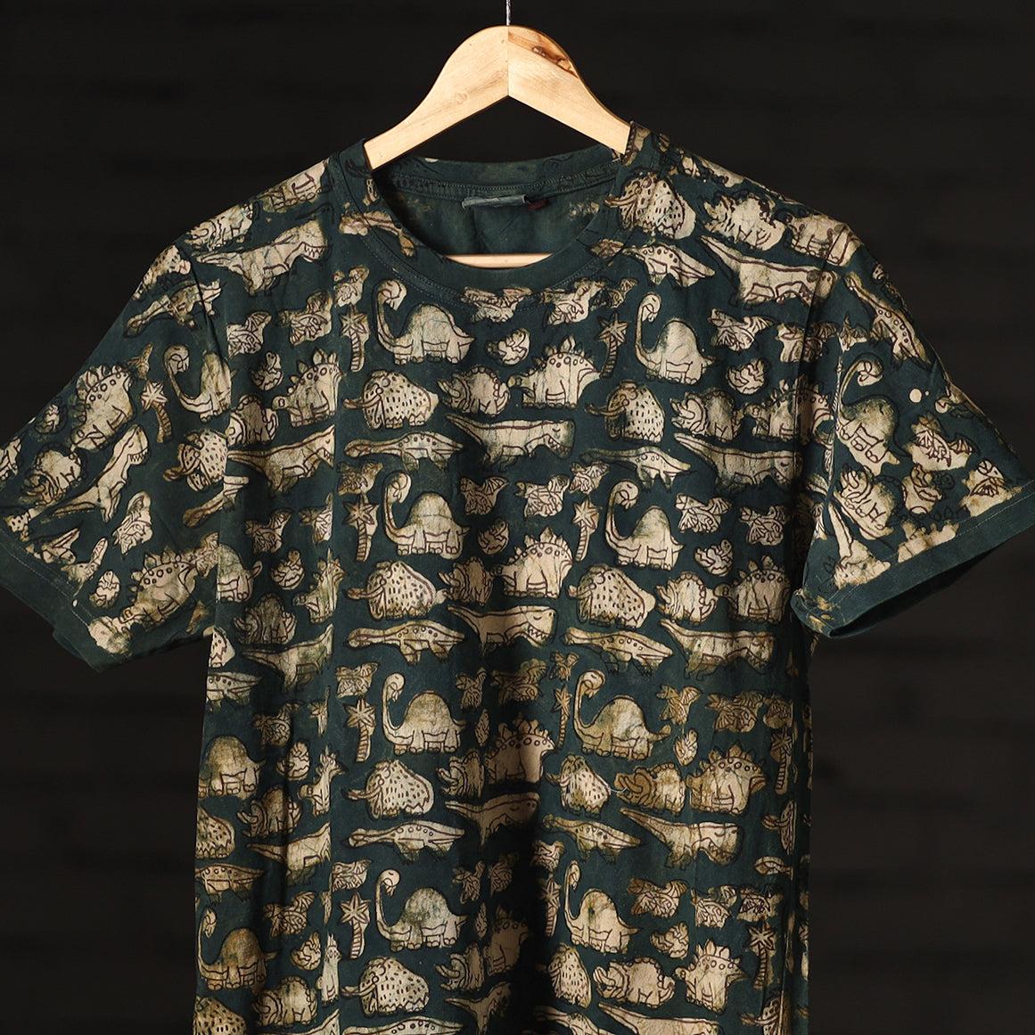  Bindaas Block Art Printed Cotton Round Neck T-shirt 