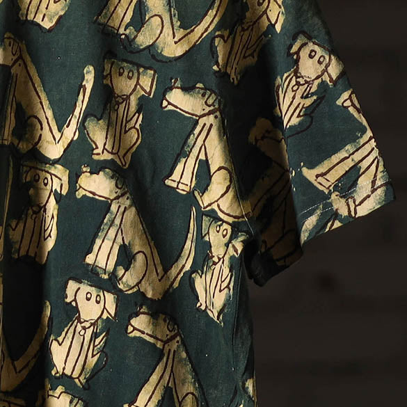 Green - bindaas art printed cotton round neck t-shirt