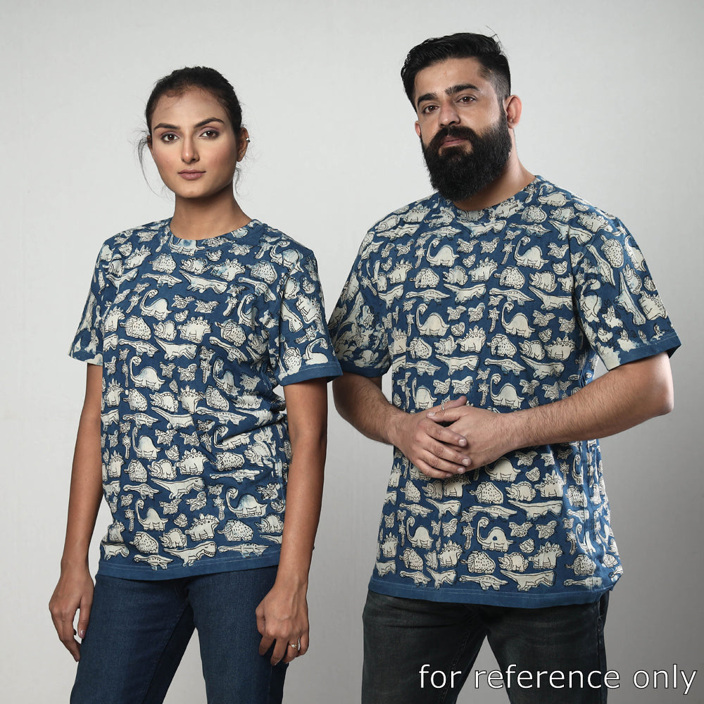 Green - Bindaas Block Art Printed Cotton Round Neck T-shirt