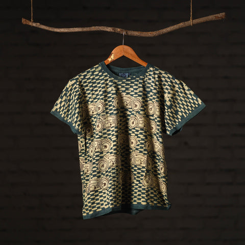 Green - bindaas natural dyed art round neck t-shirt in pure