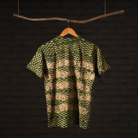  Block Art Prints Natural Dyed Cotton Round Neck T-shirt Online at iTokri.com