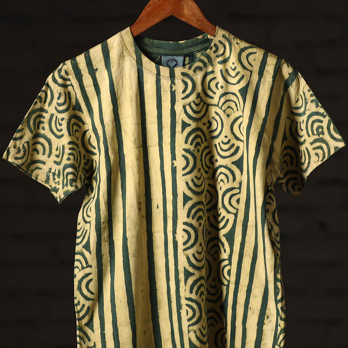Green - bindaas natural dyed art round neck t-shirt in pure