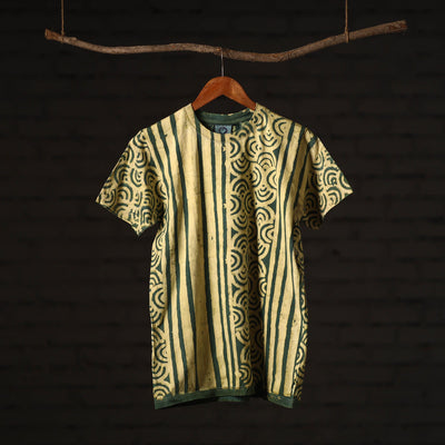 Green - bindaas natural dyed art round neck t-shirt in pure