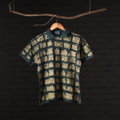 Buy Bindaas Natural Dyed Art Block Print Polo Collar T-shirt in Pure Cotton Online at iTokri.com