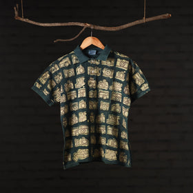 Buy Bindaas Natural Dyed Art Block Print Polo Collar T-shirt in Pure Cotton Online at iTokri.com