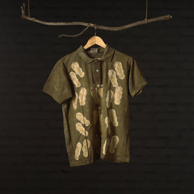 Buy Green Bindaas Natural Dyed Art Block Print Polo Collar T-shirt