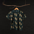 Green - Bindaas Natural Dyed Art Block Print Polo Collar T-shirt in Cotton