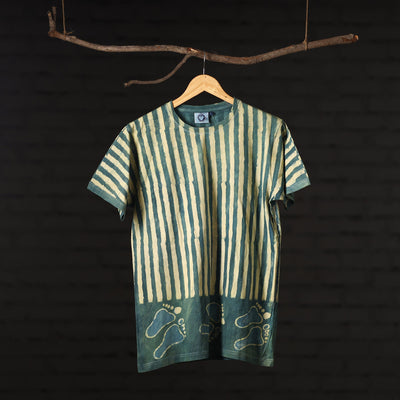  Block Art Prints Natural Dyed Cotton Round Neck T-shirt Online at iTokri.com