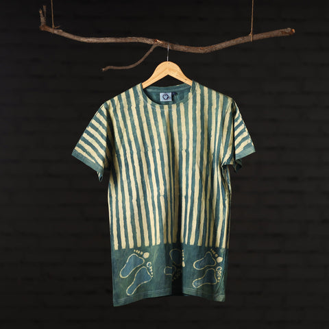  Block Art Prints Natural Dyed Cotton Round Neck T-shirt Online at iTokri.com