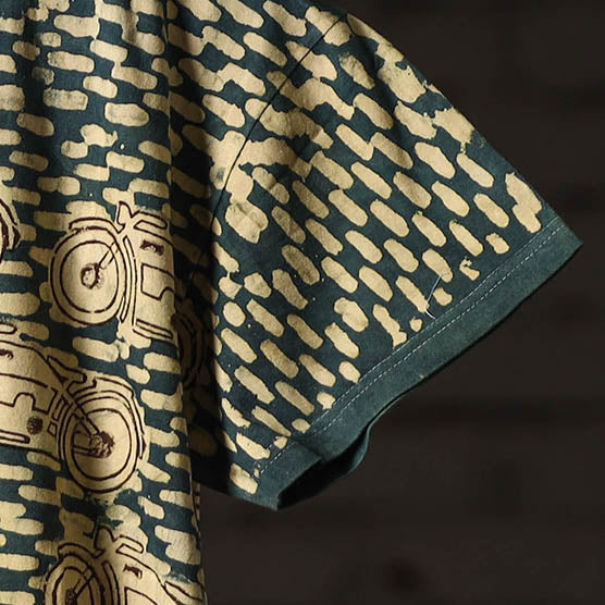 Green - bindaas natural dyed art round neck t-shirt in pure