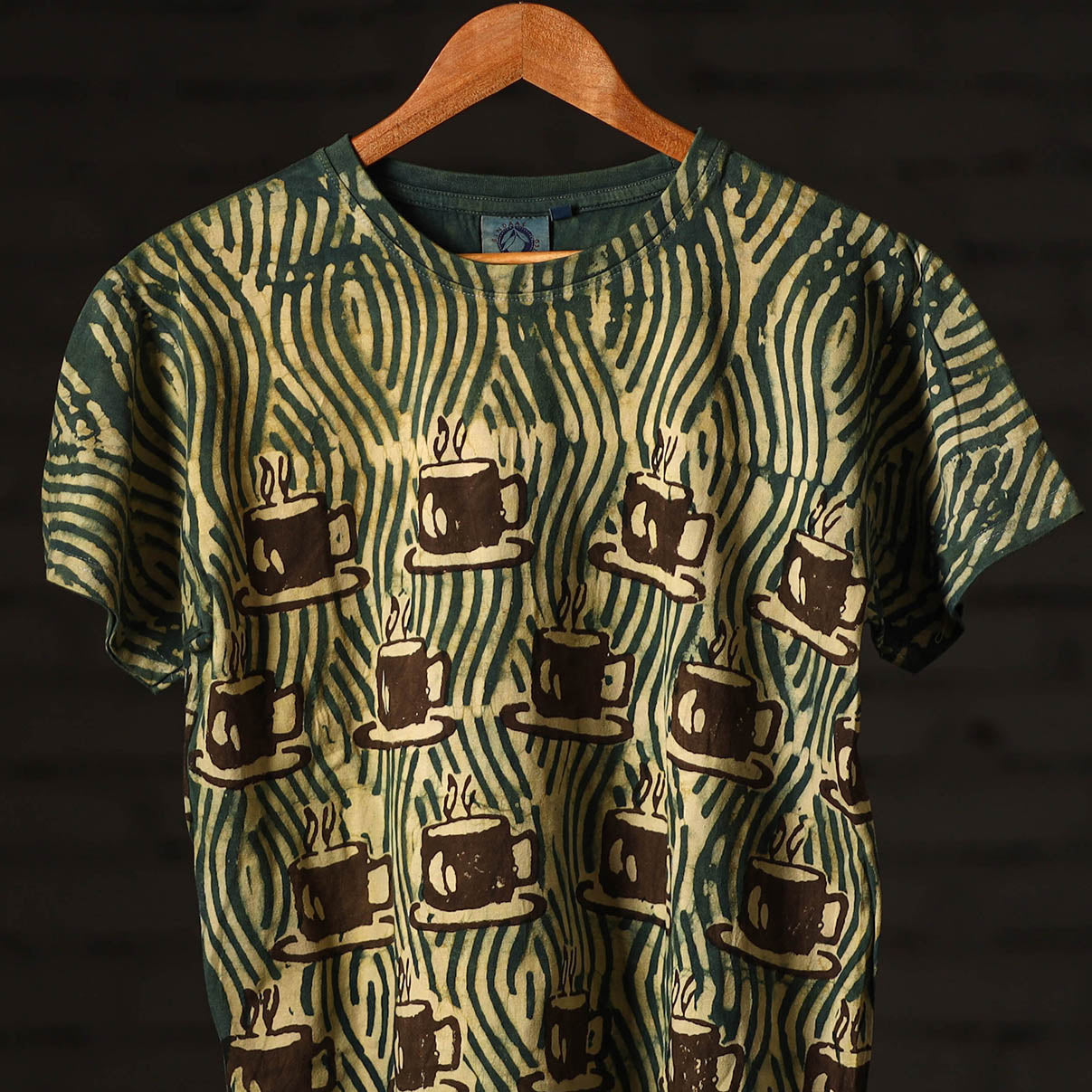 Green - bindaas natural dyed art round neck t-shirt in pure