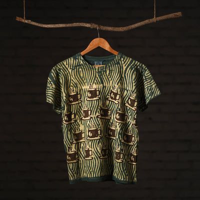 Green - bindaas natural dyed art round neck t-shirt in pure