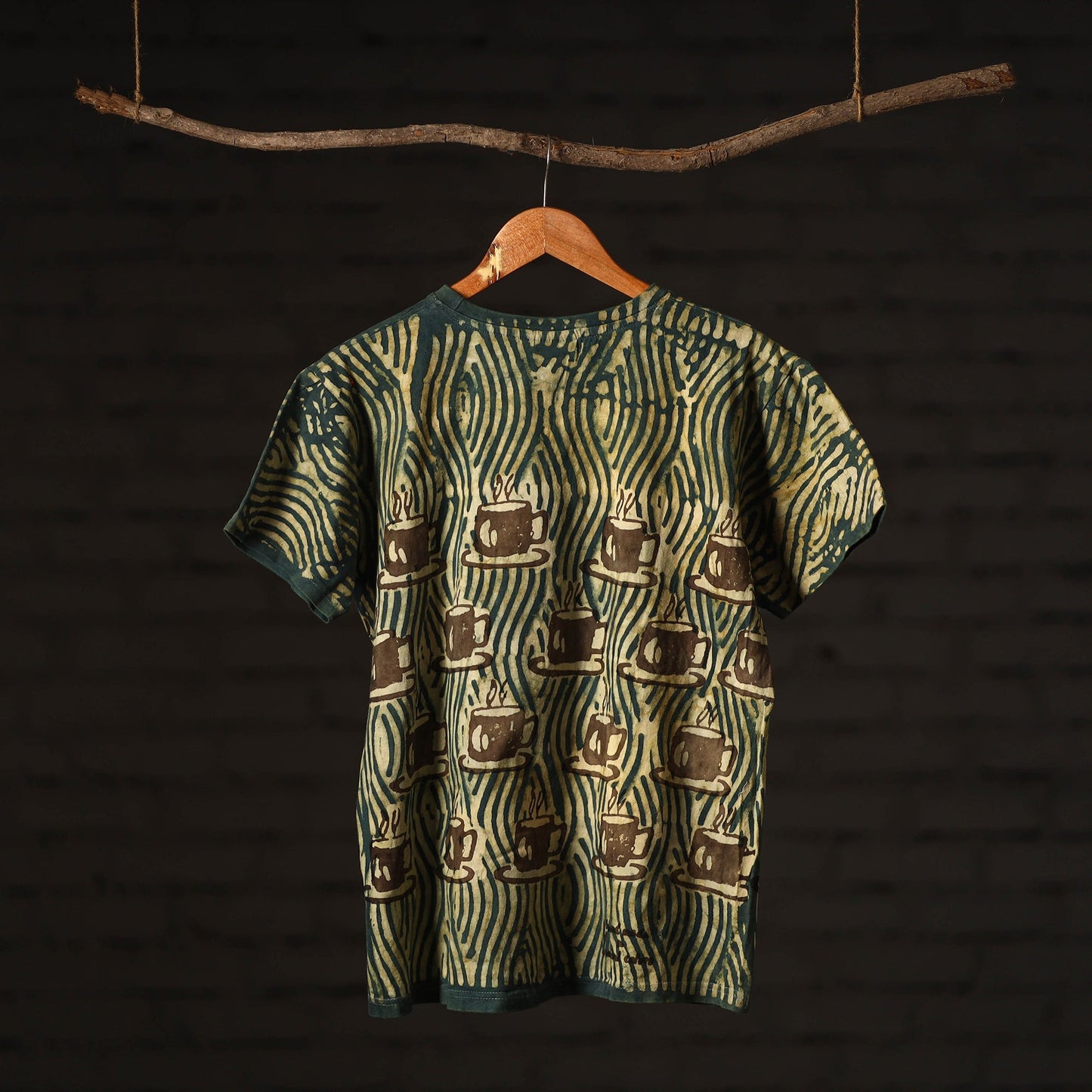 Green - bindaas natural dyed art round neck t-shirt in pure