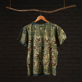 Green - bindaas natural dyed art round neck t-shirt in pure